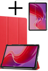 NoXx Hoesje Geschikt voor Lenovo Tab M11 Hoesje Case Hard Cover Hoes Book Case Met Screenprotector - Rood