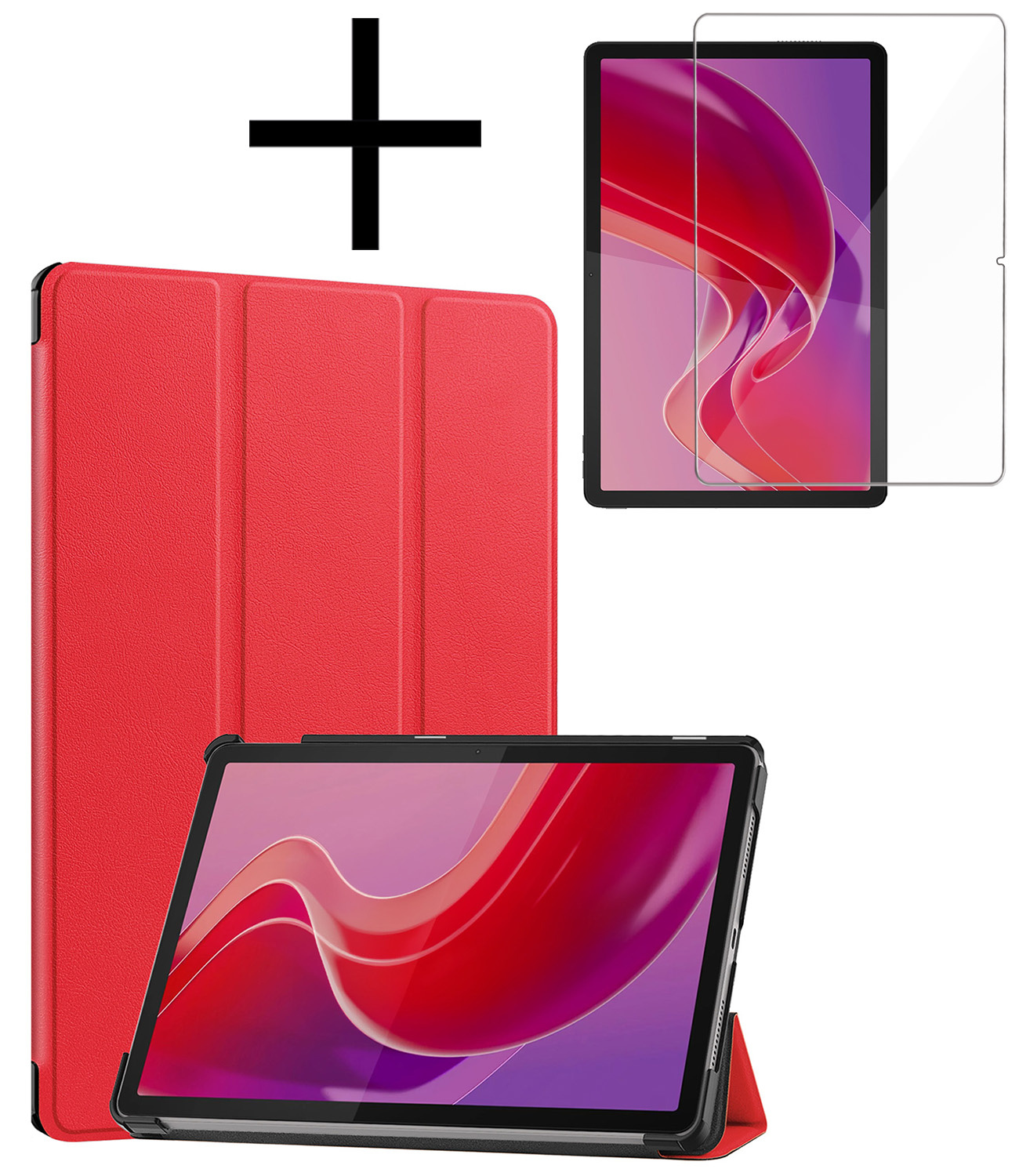 NoXx Hoesje Geschikt voor Lenovo Tab M11 Hoesje Case Hard Cover Hoes Book Case Met Screenprotector - Rood