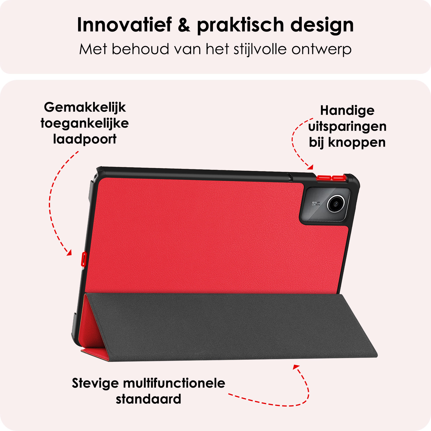 NoXx Lenovo Tab M11 Hoesje Met Screenprotector Book Case Cover Met Screen Protector - Rood