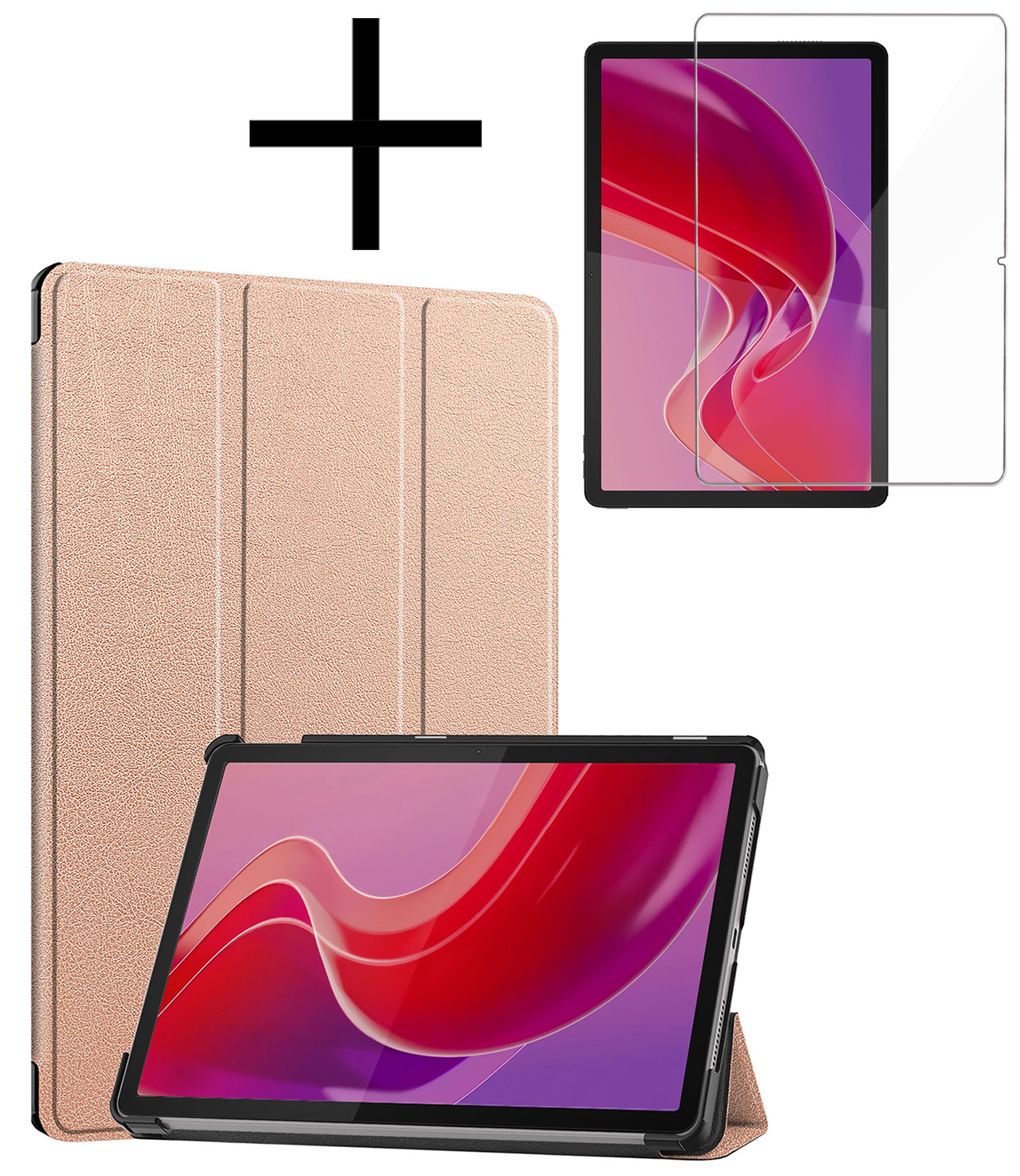 NoXx Hoesje Geschikt voor Lenovo Tab M11 Hoesje Case Hard Cover Hoes Book Case Met Screenprotector - Rosé goud