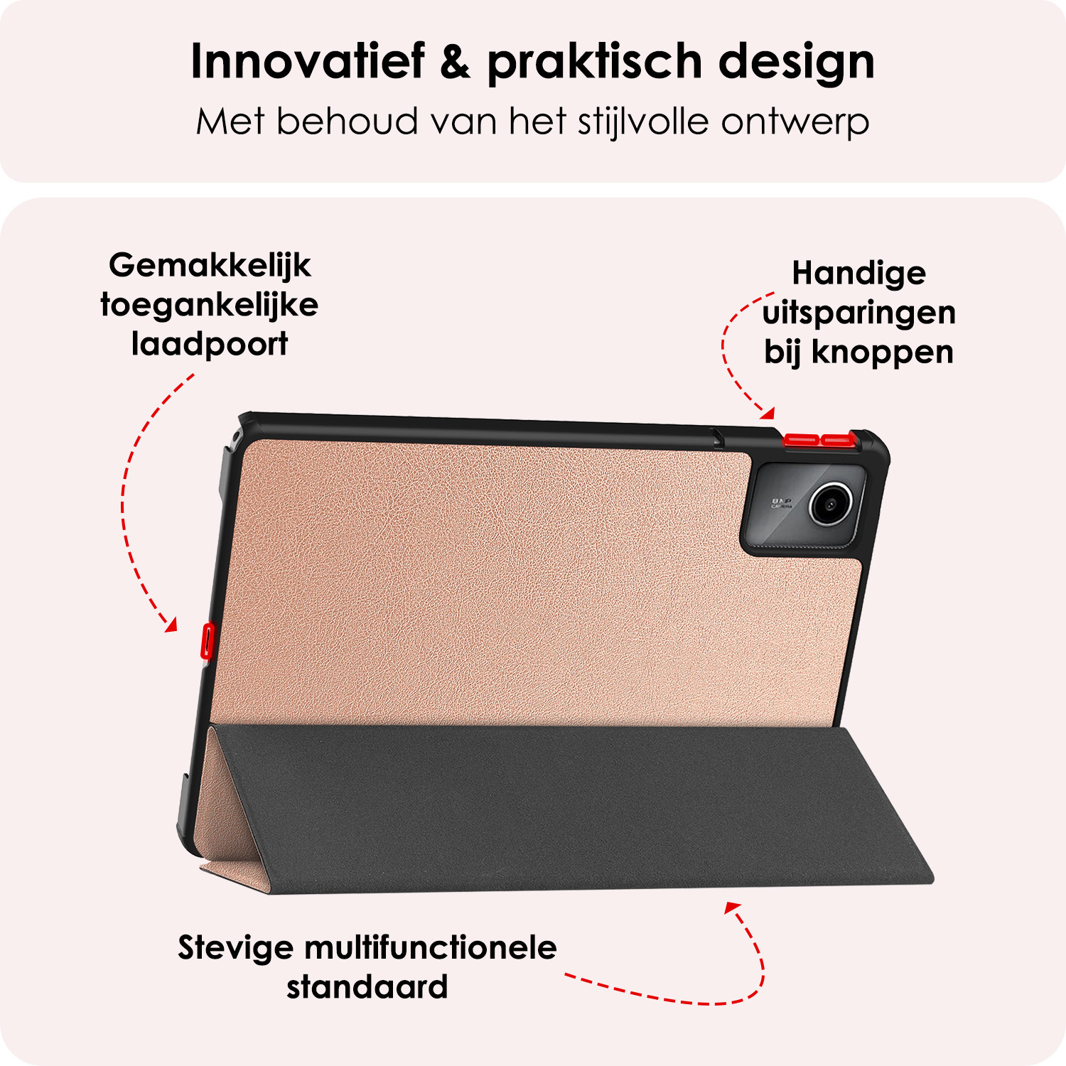 NoXx Hoesje Geschikt voor Lenovo Tab M11 Hoesje Case Hard Cover Hoes Book Case Met Screenprotector - Rosé goud