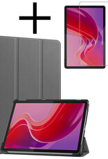 NoXx Hoesje Geschikt voor Lenovo Tab M11 Hoesje Case Hard Cover Hoes Book Case Met Screenprotector - Grijs