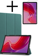 NoXx Hoesje Geschikt voor Lenovo Tab M11 Hoesje Case Hard Cover Hoes Book Case Met Screenprotector - Donkergroen