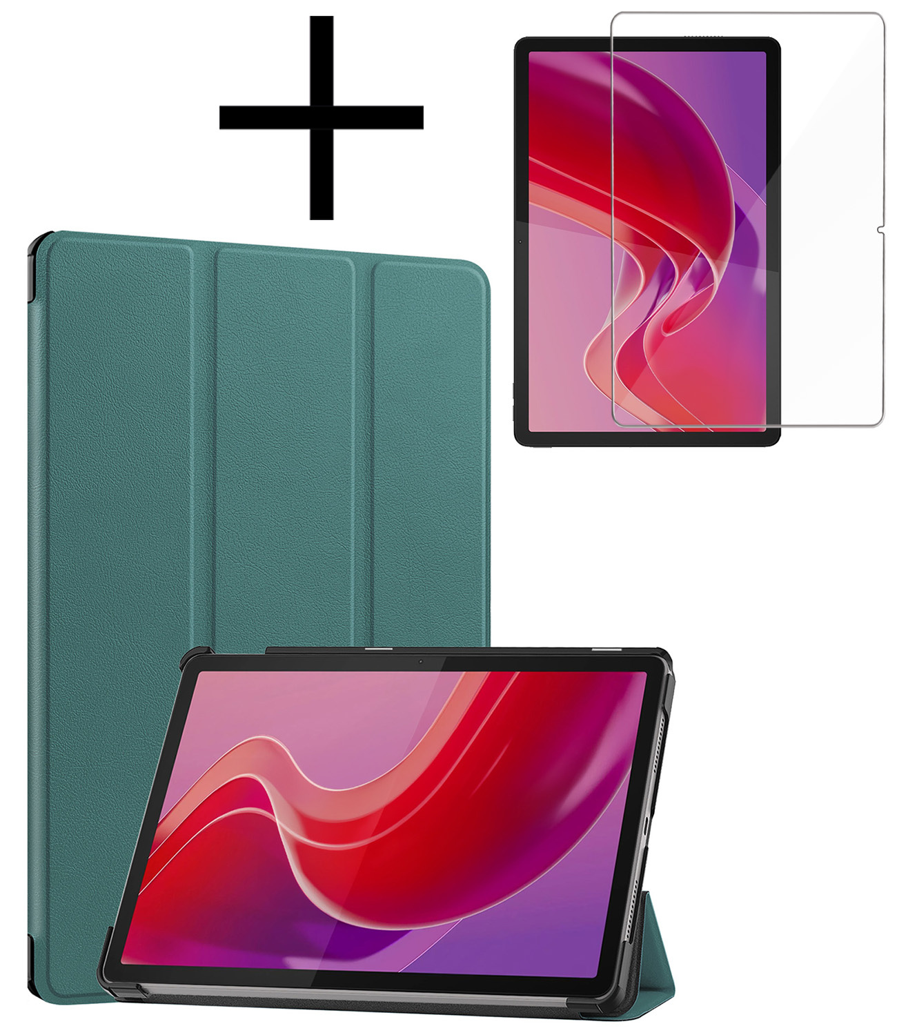 NoXx Hoesje Geschikt voor Lenovo Tab M11 Hoesje Case Hard Cover Hoes Book Case Met Screenprotector - Donkergroen