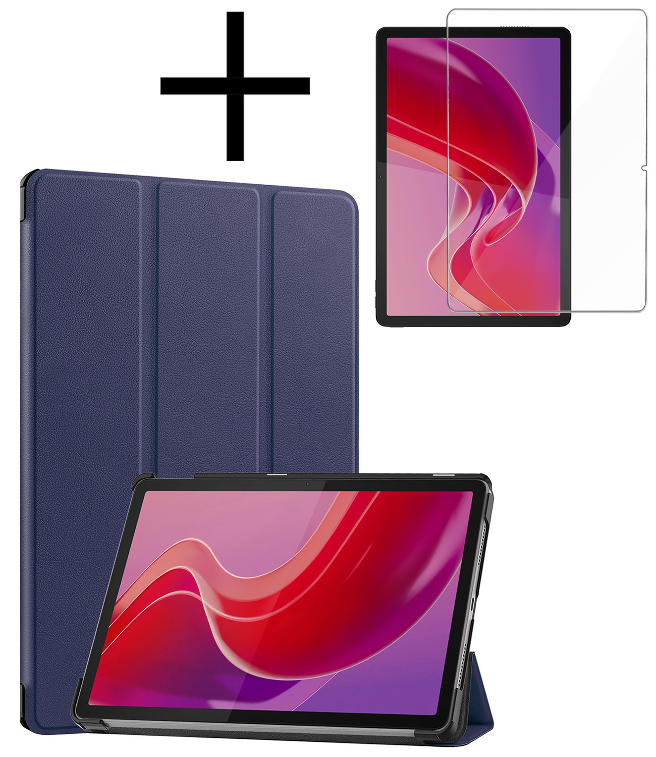 NoXx Hoesje Geschikt voor Lenovo Tab M11 Hoesje Case Hard Cover Hoes Book Case Met Screenprotector - Donkerblauw