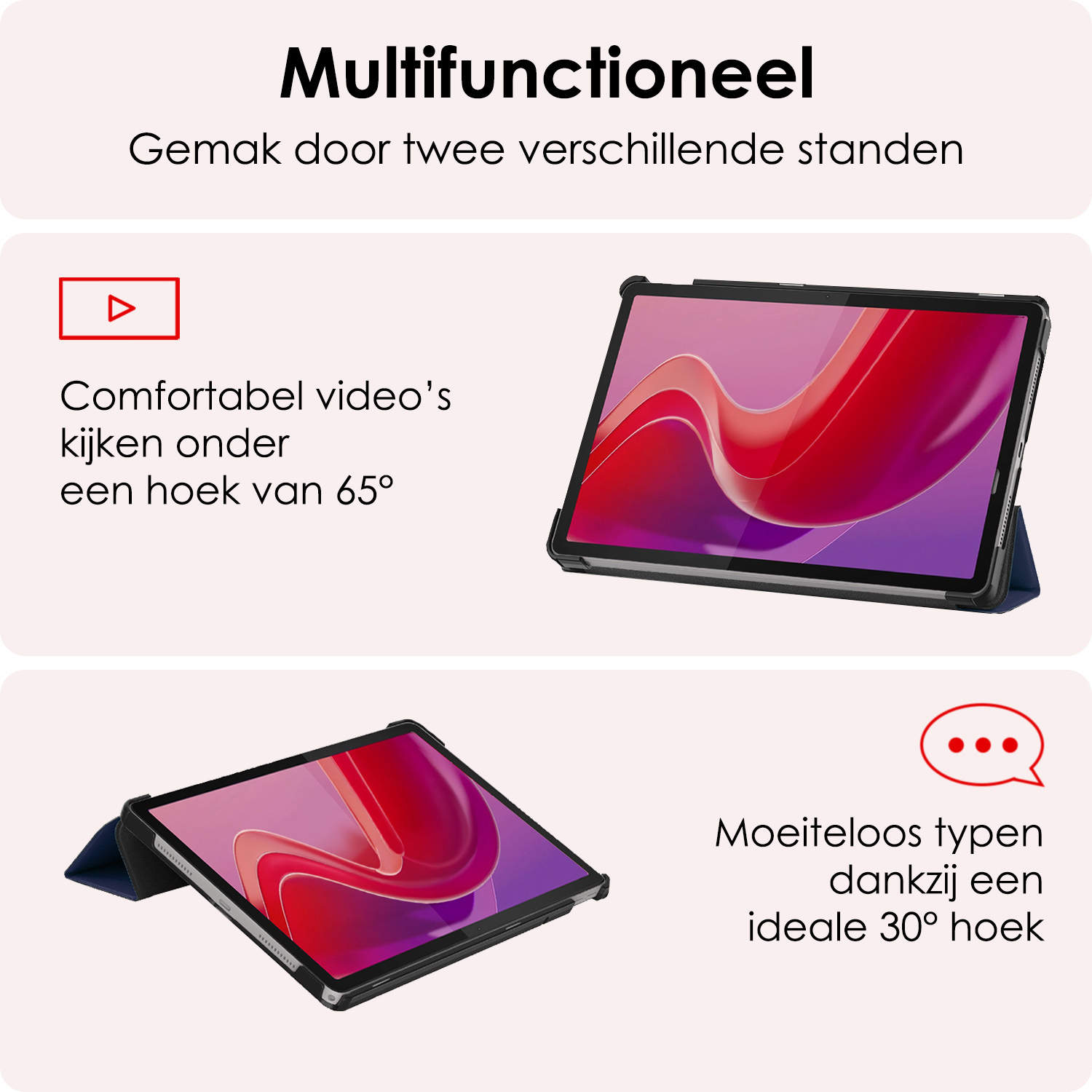 NoXx Hoesje Geschikt voor Lenovo Tab M11 Hoesje Case Hard Cover Hoes Book Case Met Screenprotector - Donkerblauw