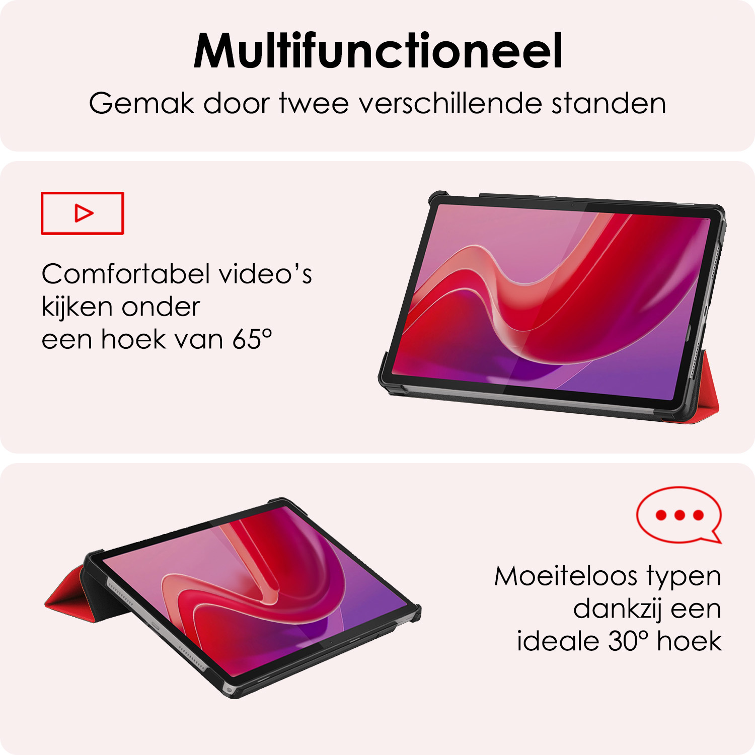 NoXx Hoesje Geschikt voor Lenovo Tab M11 Hoesje Case Hard Cover Hoes Book Case - Rood