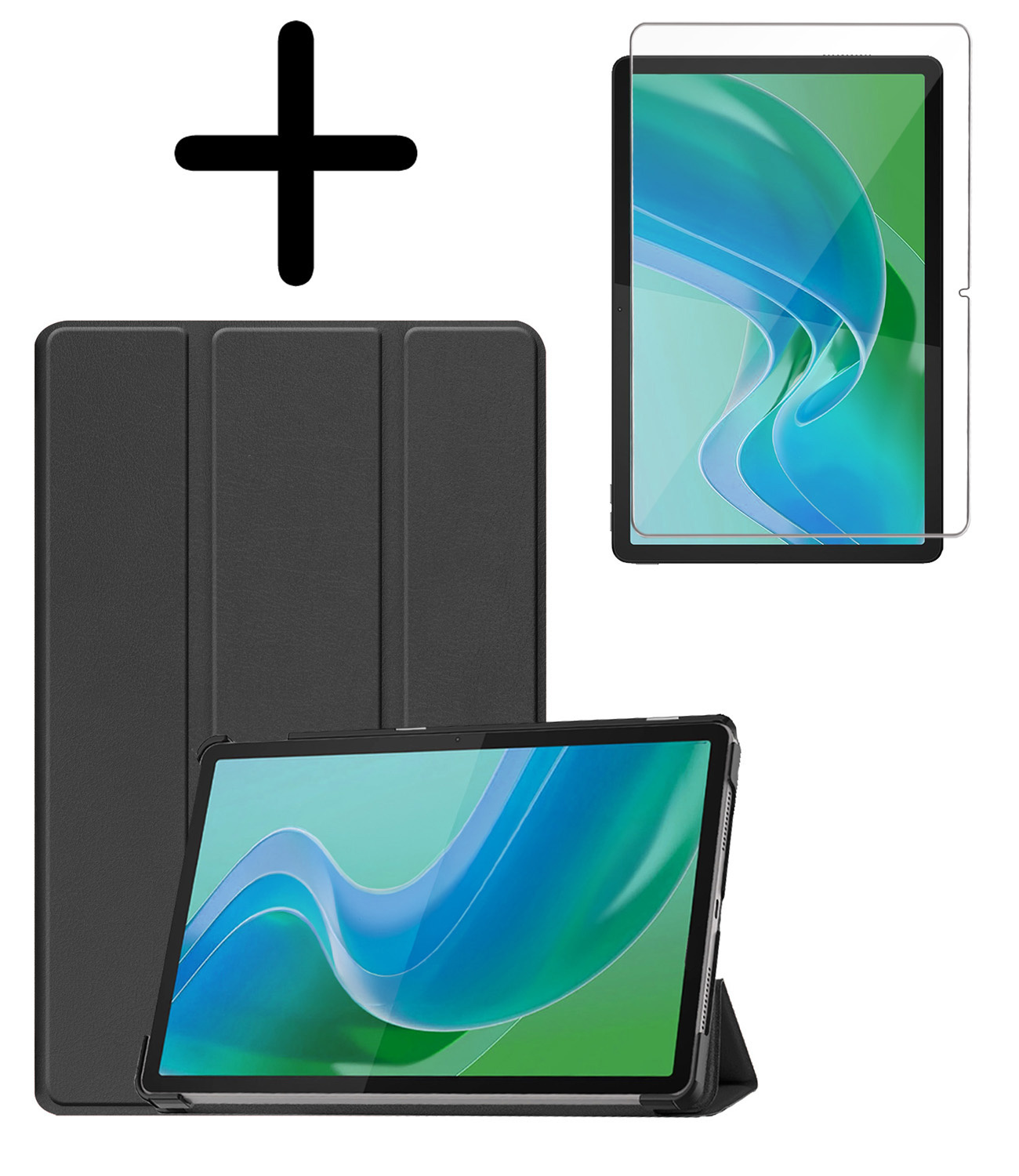 BASEY. Hoesje Geschikt voor Lenovo Tab M11 Hoes Case Tablet Hoesje Tri-fold Met Screenprotector - Hoes Geschikt voor Lenovo Tab M11 (11 inch) Hoesje Hard Cover Bookcase Hoes - Zwart