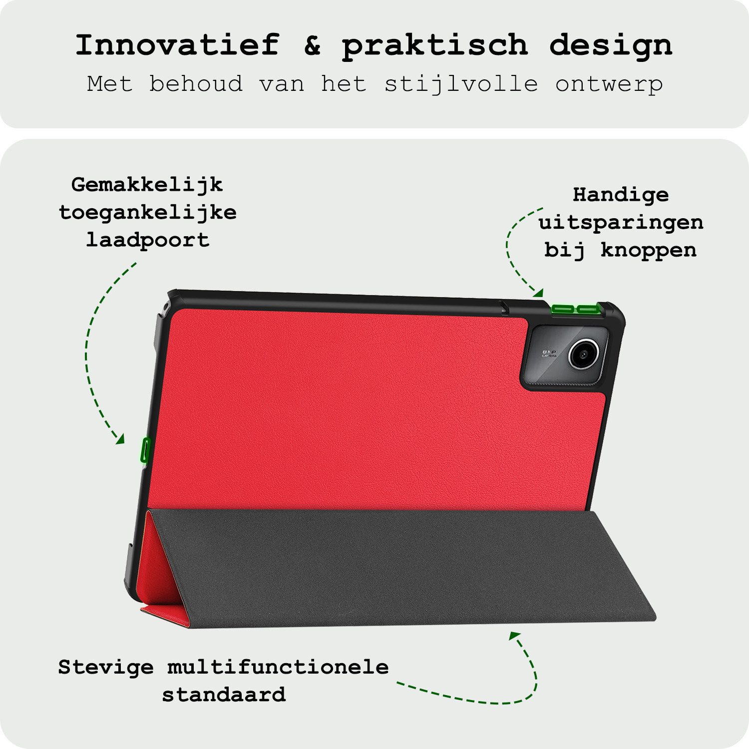 BASEY. Hoesje Geschikt voor Lenovo Tab M11 Hoes Case Tablet Hoesje Tri-fold Met Screenprotector - Hoes Geschikt voor Lenovo Tab M11 (11 inch) Hoesje Hard Cover Bookcase Hoes - Rood