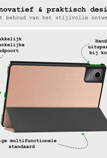 BASEY. Hoesje Geschikt voor Lenovo Tab M11 Hoes Case Tablet Hoesje Tri-fold Met Screenprotector - Hoes Geschikt voor Lenovo Tab M11 (11 inch) Hoesje Hard Cover Bookcase Hoes - Rosé goud