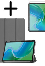 BASEY. Hoesje Geschikt voor Lenovo Tab M11 Hoes Case Tablet Hoesje Tri-fold Met Screenprotector - Hoes Geschikt voor Lenovo Tab M11 (11 inch) Hoesje Hard Cover Bookcase Hoes - Grijs