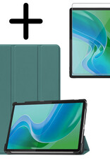 BASEY. Hoesje Geschikt voor Lenovo Tab M11 Hoes Case Tablet Hoesje Tri-fold Met Screenprotector - Hoes Geschikt voor Lenovo Tab M11 (11 inch) Hoesje Hard Cover Bookcase Hoes - Donkergroen