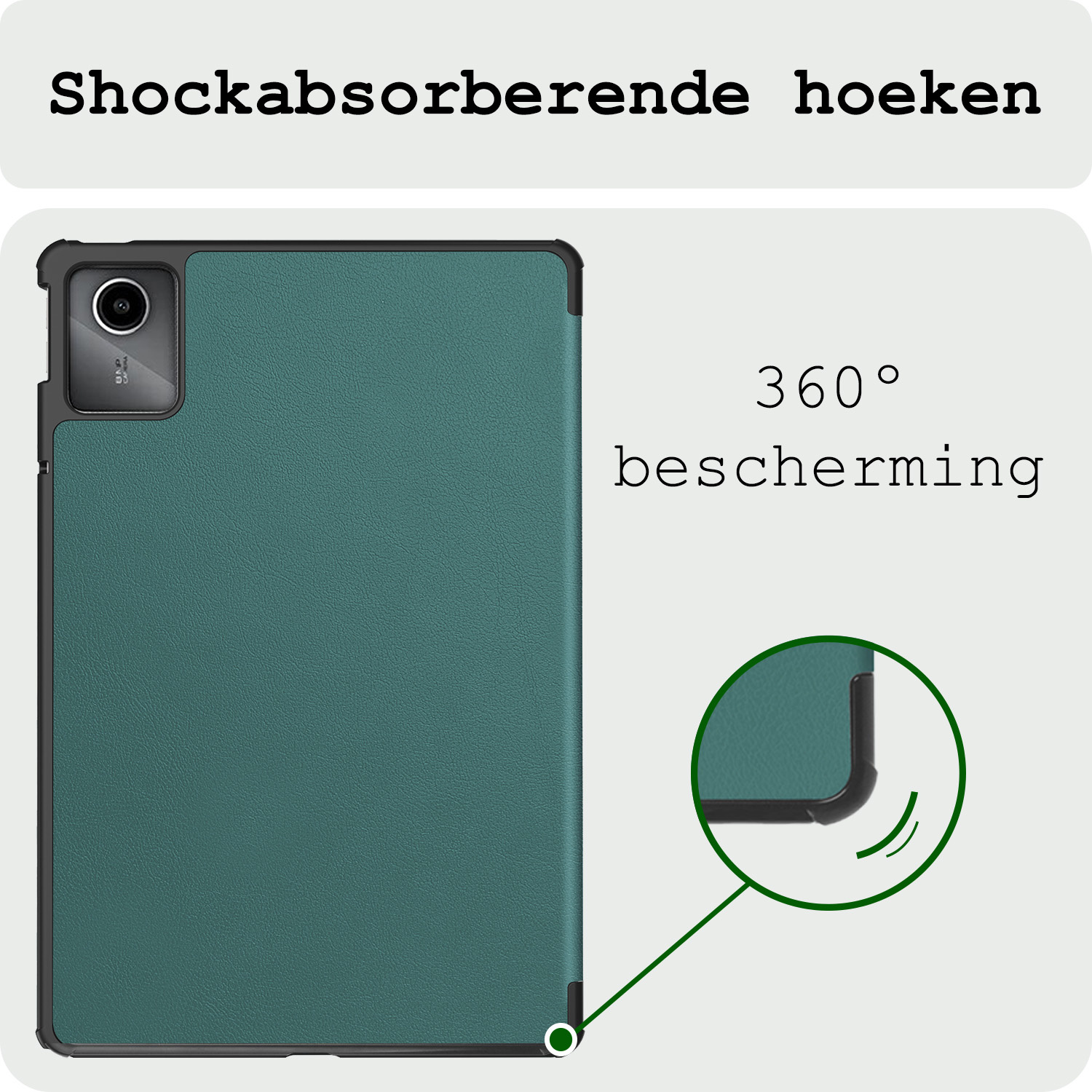 BASEY. Hoesje Geschikt voor Lenovo Tab M11 Hoes Case Tablet Hoesje Tri-fold Met Screenprotector - Hoes Geschikt voor Lenovo Tab M11 (11 inch) Hoesje Hard Cover Bookcase Hoes - Donkergroen
