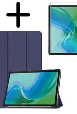 BASEY. Hoesje Geschikt voor Lenovo Tab M11 Hoes Case Tablet Hoesje Tri-fold Met Screenprotector - Hoes Geschikt voor Lenovo Tab M11 (11 inch) Hoesje Hard Cover Bookcase Hoes - Donkerblauw