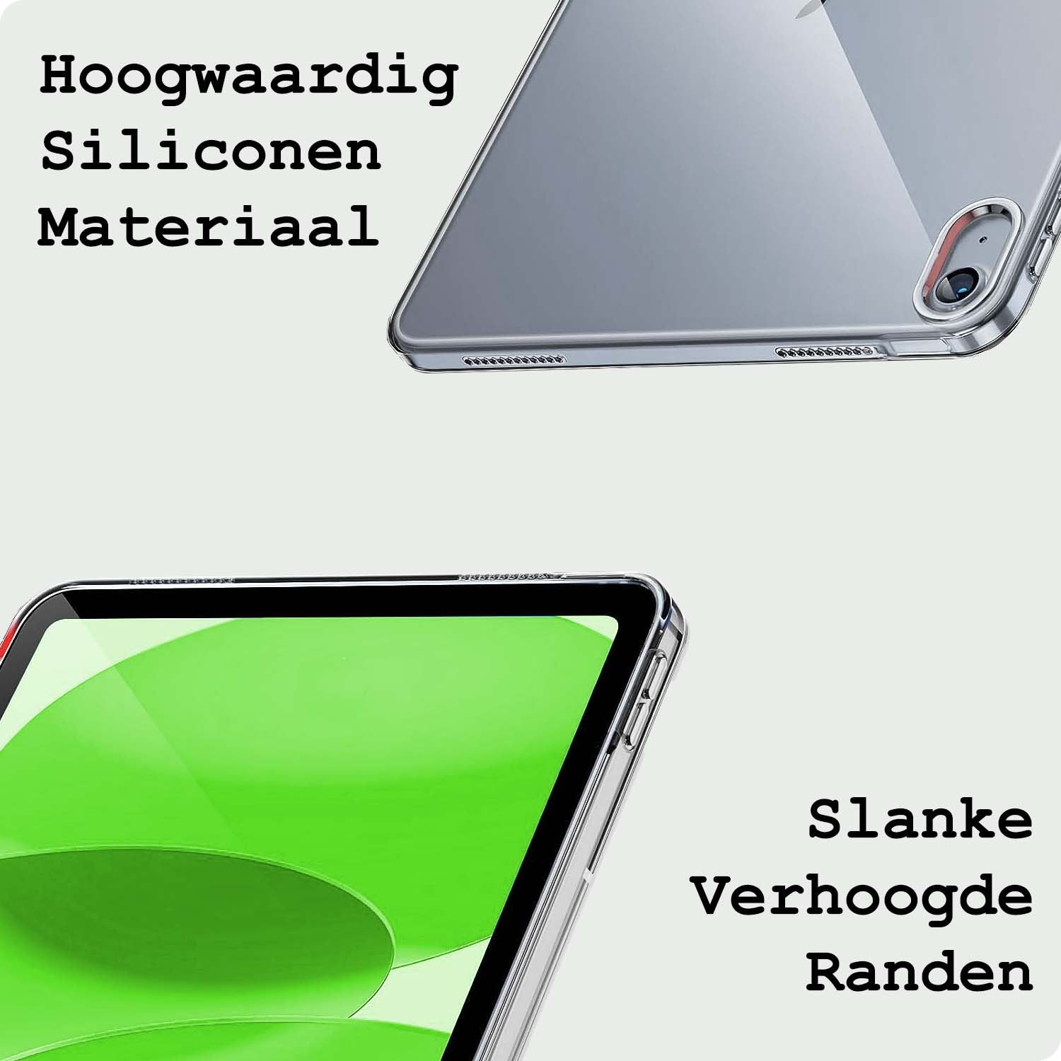 BASEY. Hoesje Geschikt voor iPad 2022 Tablethoes Shockbestendig Back Cover Siliconen Tablet Case Met Screenprotector - Transparant