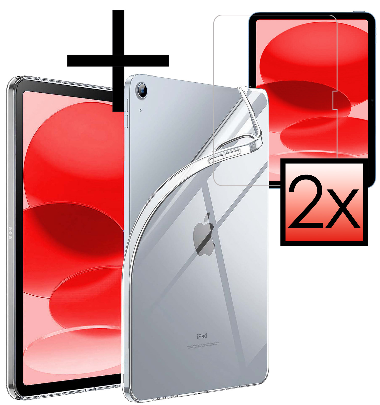 NoXx Hoesje Geschikt voor iPad 2022 Shockproof Siliconen Case Met 2x Screenprotector - Shockbestendige Tablet Hoes Geschikt voor iPad 10 - Transparant