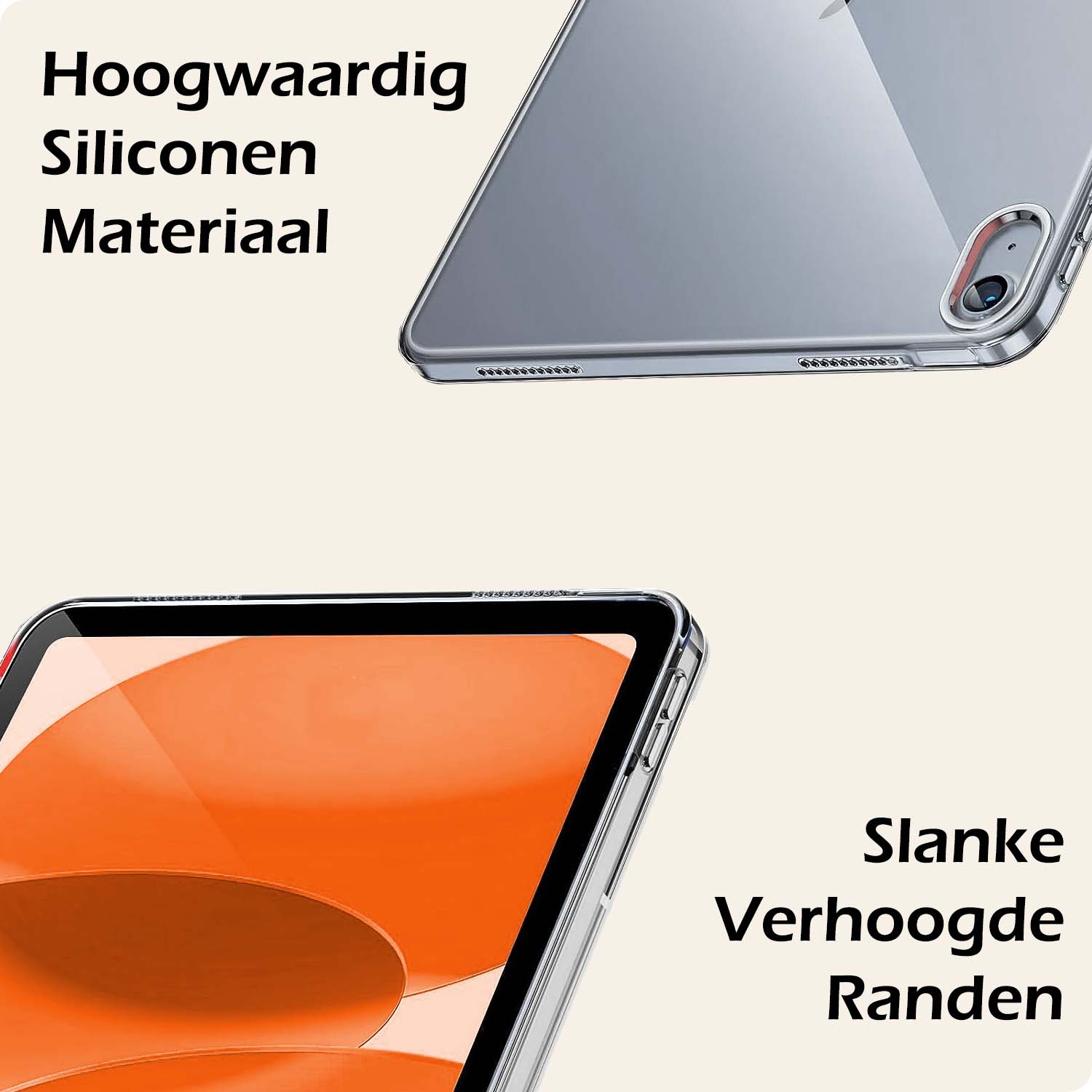 Nomfy Hoesje Geschikt voor iPad 2022 Tablet Hoes Siliconen Case Met Screenprotector - Shockproof Back Cover Geschikt voor iPad 10 - Transparant