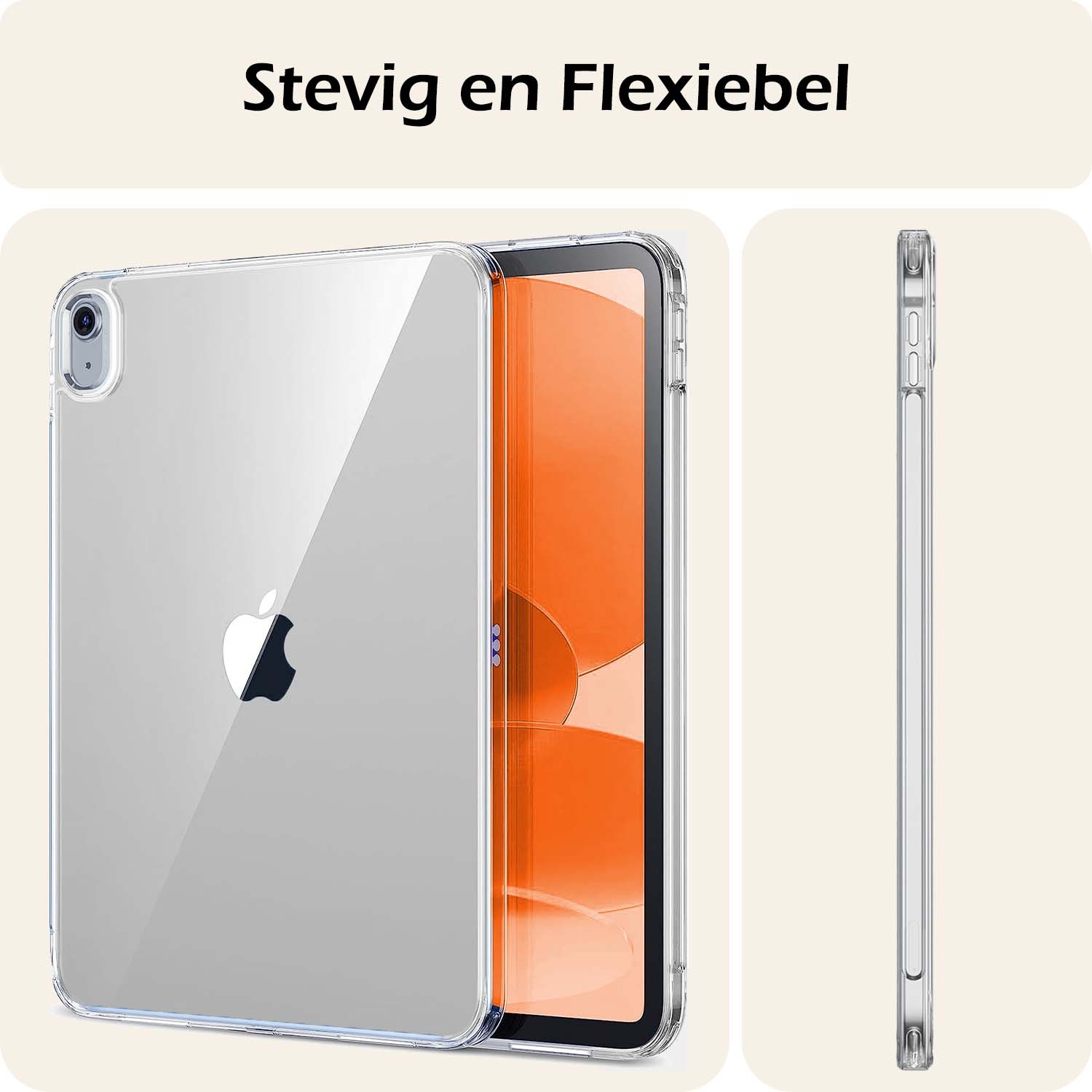 Nomfy Hoesje Geschikt voor iPad 2022 Tablet Hoes Siliconen Case Met Screenprotector - Shockproof Back Cover Geschikt voor iPad 10 - Transparant