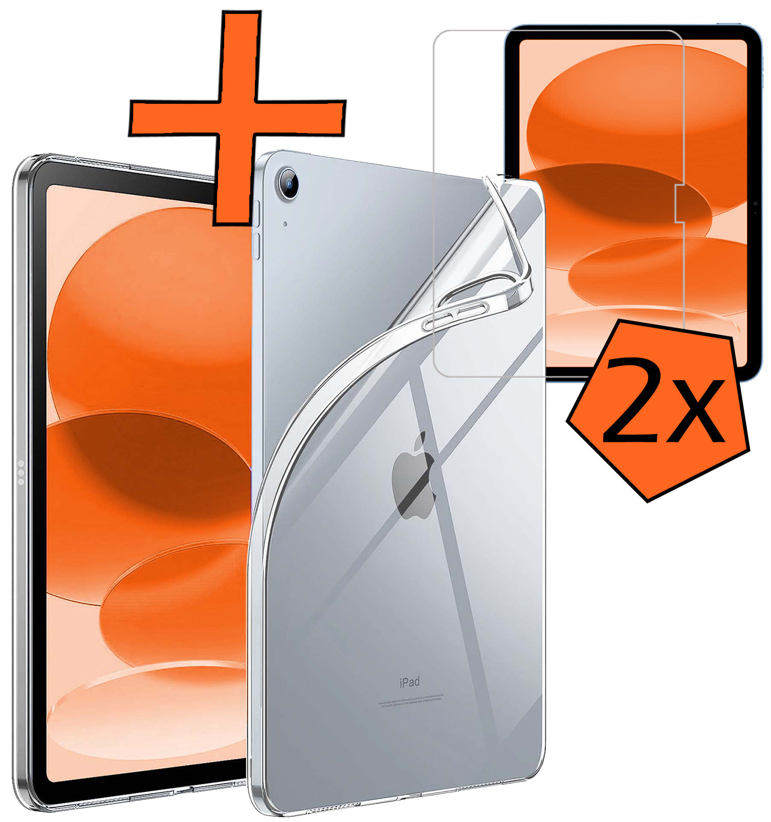 Nomfy Hoesje Geschikt voor iPad 2022 Tablet Hoes Siliconen Case Met 2x Screenprotector - Shockproof Back Cover Geschikt voor iPad 10 - Transparant