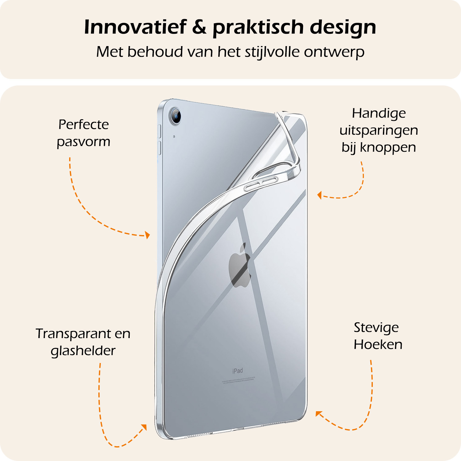 Nomfy Hoesje Geschikt voor iPad 2022 Tablet Hoes Siliconen Case - Shockproof Back Cover Geschikt voor iPad 10 - Transparant