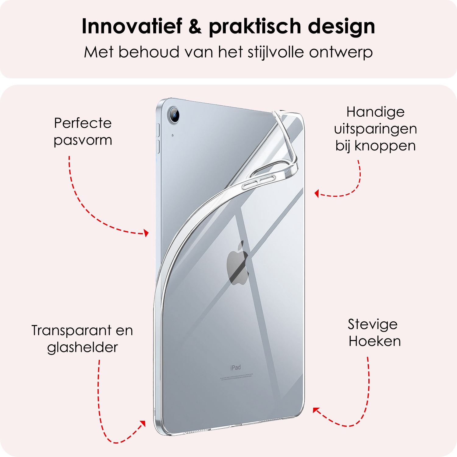 NoXx Hoesje Geschikt voor iPad 2022 Shockproof Siliconen Case Met Screenprotector - Shockbestendige Tablet Hoes Geschikt voor iPad 10 - Transparant