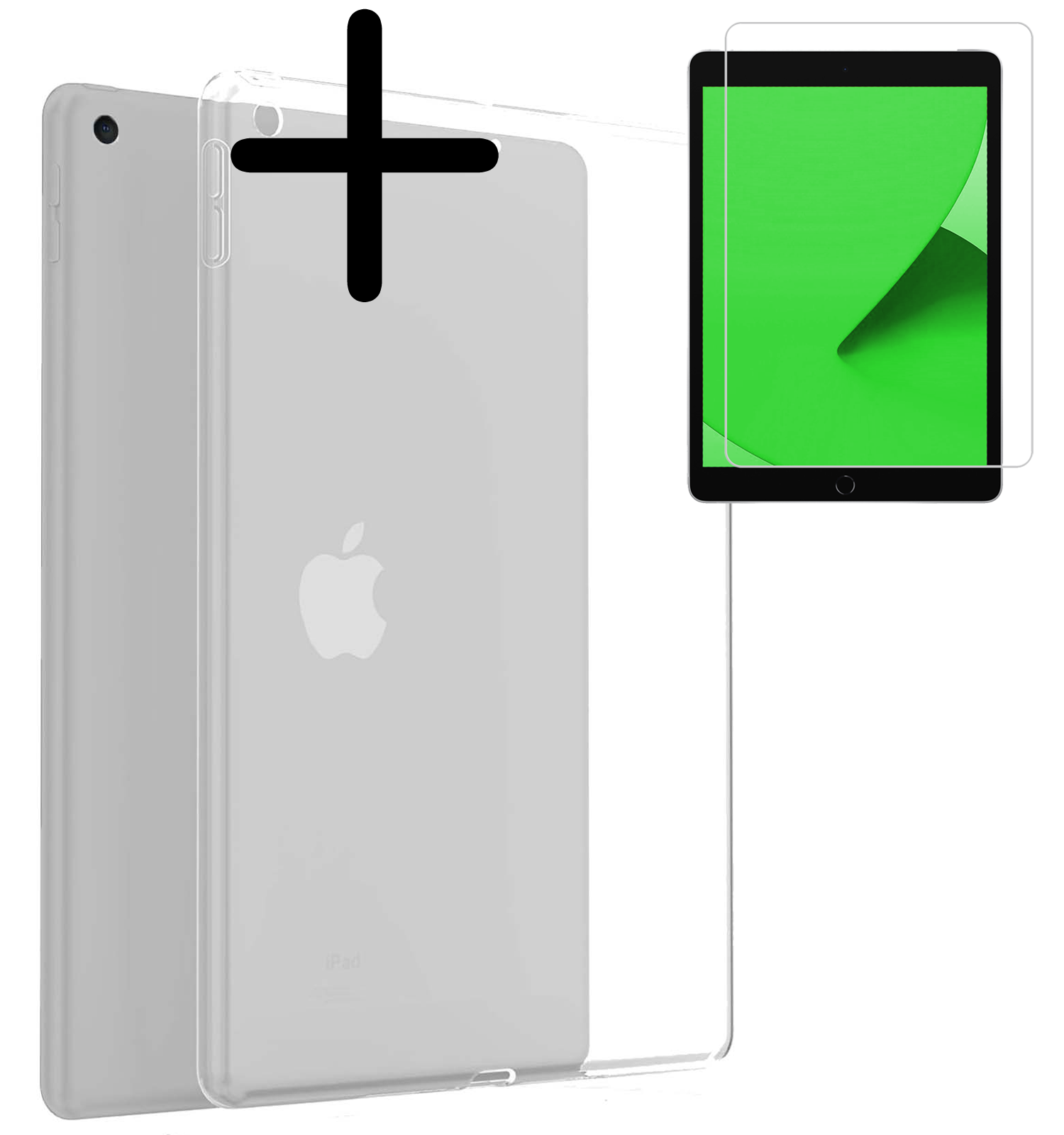 BASEY. Hoesje Geschikt voor iPad 10.2 2020 Tablethoes Shockbestendig Back Cover Siliconen Tablet Case Met Screenprotector - Transparant