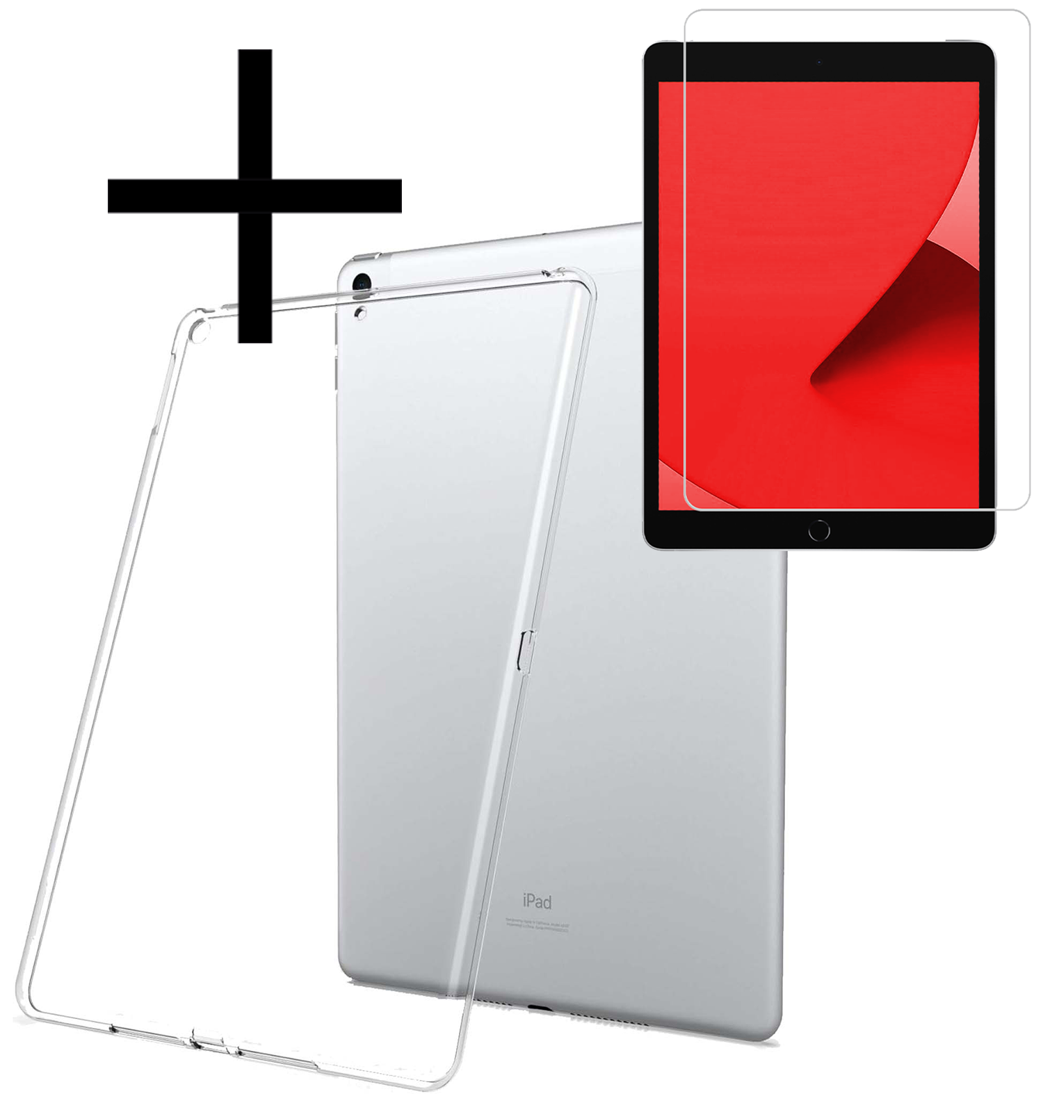 NoXx Hoesje Geschikt voor iPad 10.2 2020 Shockproof Siliconen Case Met Screenprotector - Shockbestendige Tablet Hoes Geschikt voor iPad 8 - Transparant