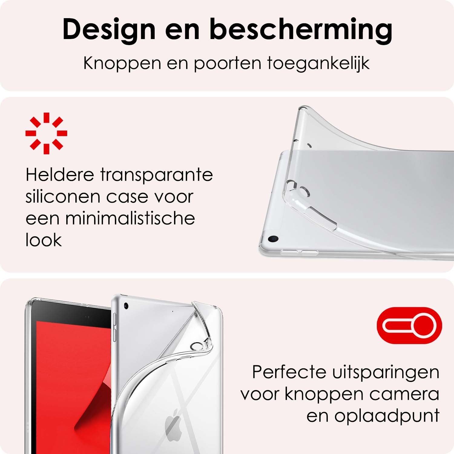 NoXx Hoesje Geschikt voor iPad 10.2 2021 Shockproof Siliconen Case - Shockbestendige Tablet Hoes Geschikt voor iPad 9 - Transparant