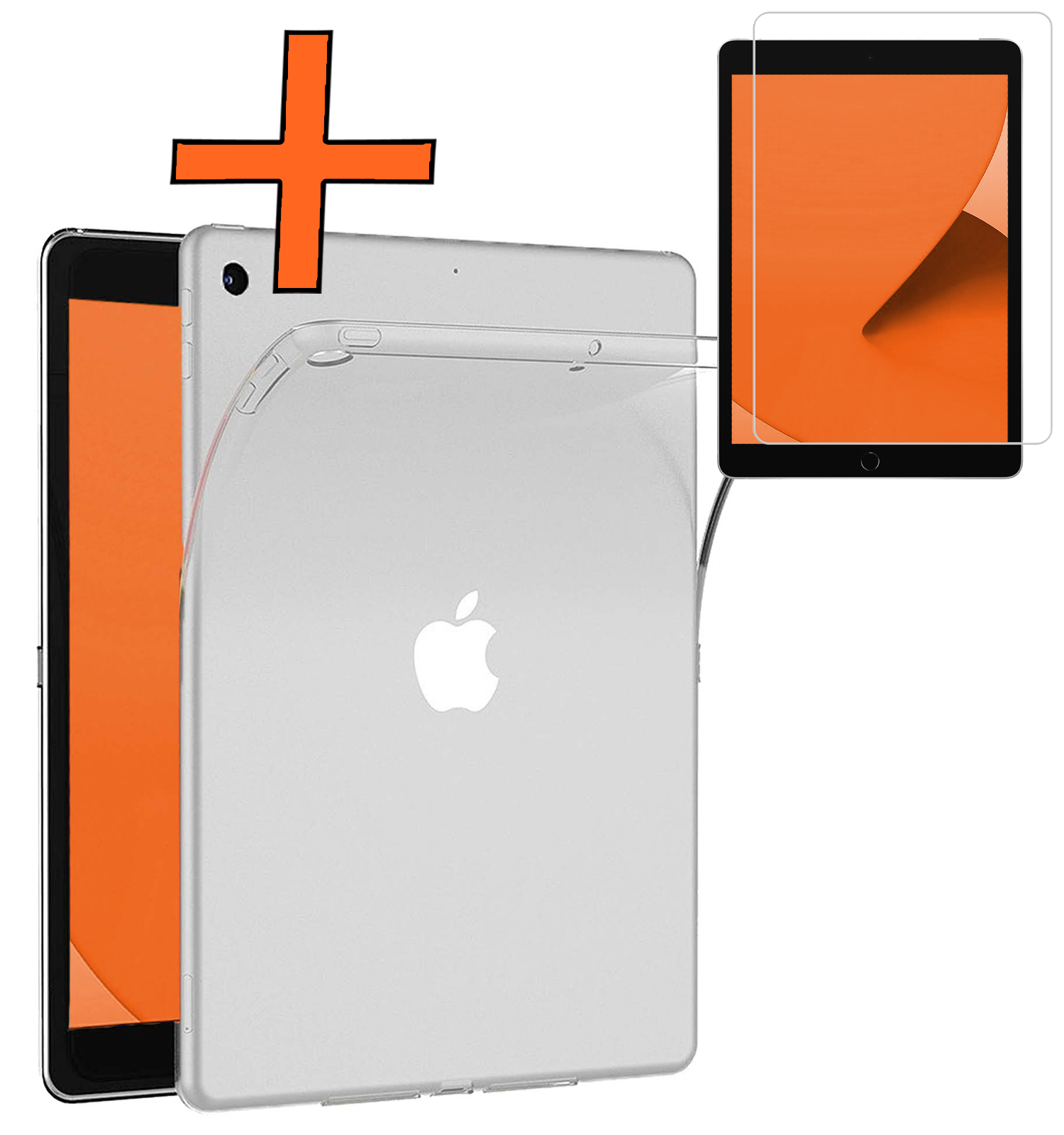 Nomfy Hoesje Geschikt voor iPad 10.2 2019 Tablet Hoes Siliconen Case Met Screenprotector - Shockproof Back Cover Geschikt voor iPad 7 - Transparant