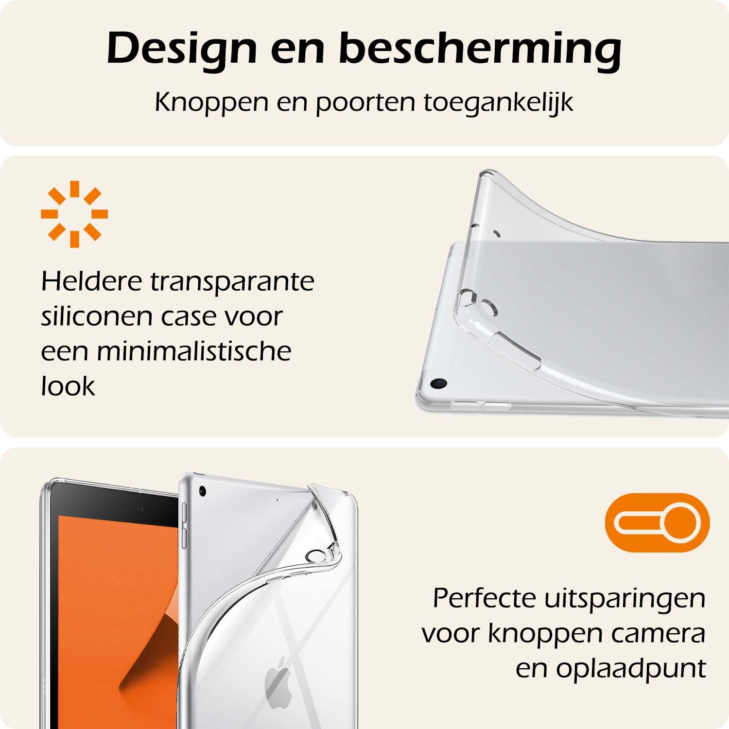 Nomfy Hoesje Geschikt voor iPad 10.2 2019 Tablet Hoes Siliconen Case Met 2x Screenprotector - Shockproof Back Cover Geschikt voor iPad 7 - Transparant