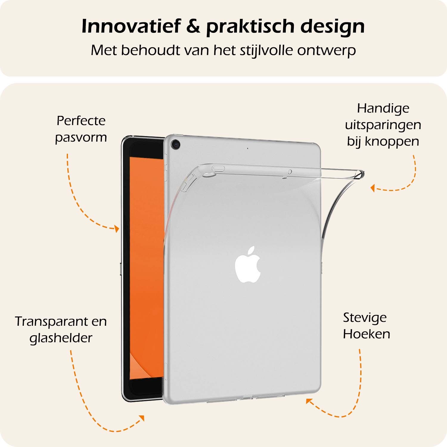 Nomfy Hoesje Geschikt voor iPad 10.2 2020 Tablet Hoes Siliconen Case - Shockproof Back Cover Geschikt voor iPad 8 - Transparant
