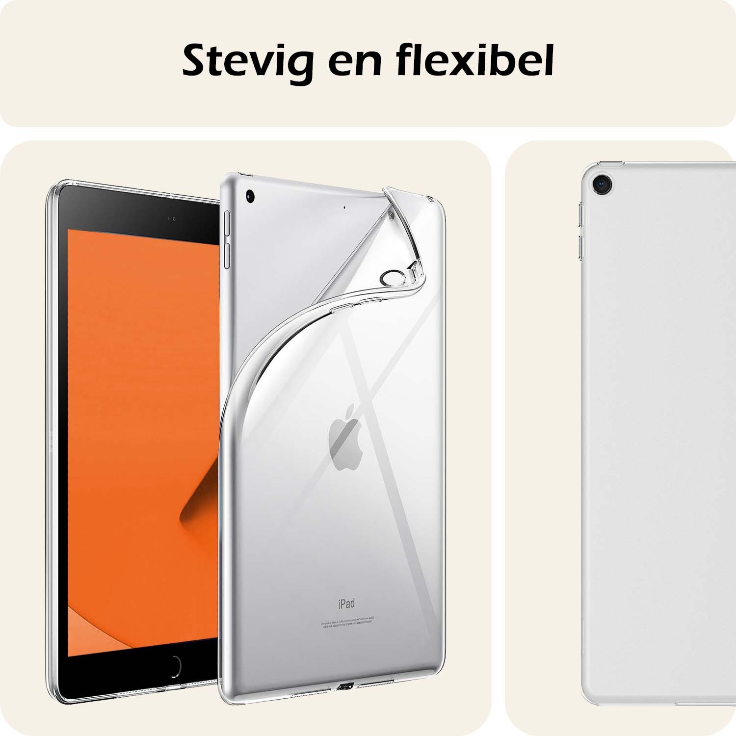 Nomfy Hoesje Geschikt voor iPad 10.2 2021 Tablet Hoes Siliconen Case Met Screenprotector - Shockproof Back Cover Geschikt voor iPad 9 - Transparant