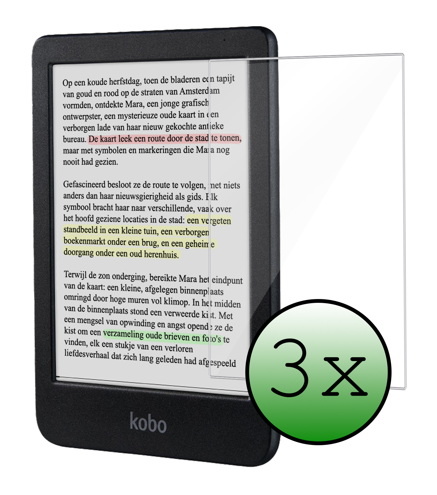BASEY. Screenprotector Geschikt voor Kobo Clara Colour Screenprotector Tempered Glass - Screenprotector Geschikt voor Kobo Clara Colour Screen Protector - 3 Stuks