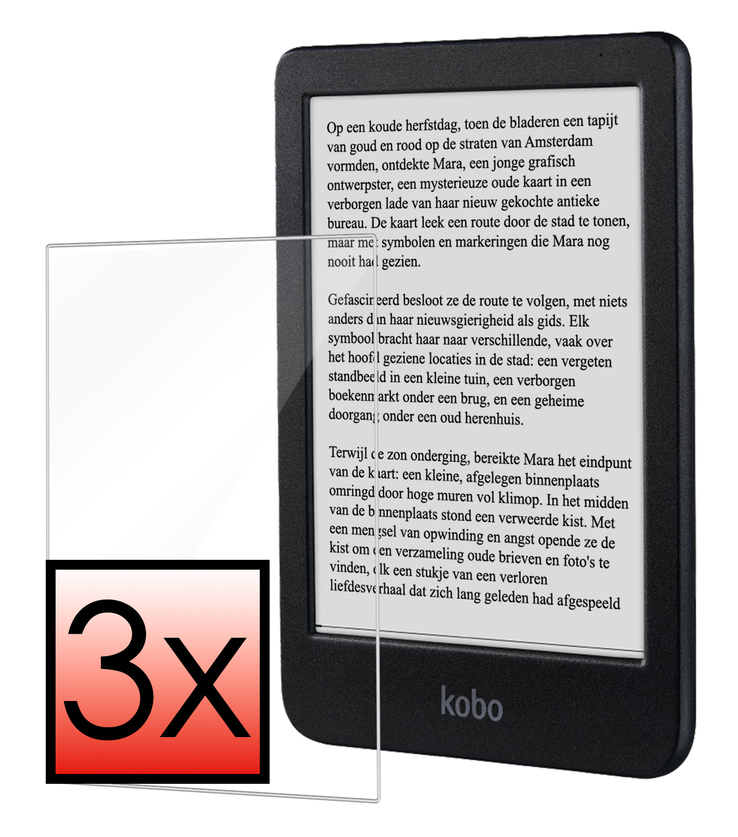 NoXx Screenprotector Geschikt voor Kobo Clara BW Screenprotector Bescherm Glas Tempered Glass Screen Protector - 3x