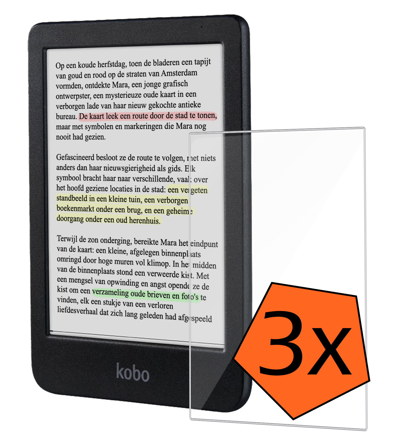 Nomfy Screenprotector Geschikt voor Kobo Clara Colour Screenprotector Bescherm Glas - Screenprotector Geschikt voor Kobo Clara Colour Screen Protector Tempered Glass - 3 PACK