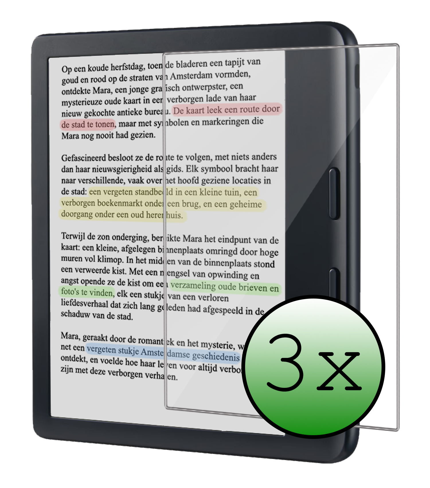 BASEY. Screenprotector Geschikt voor Kobo Libra Colour Screenprotector Tempered Glass - Screenprotector Geschikt voor Kobo Libra Colour Screen Protector - 3 Stuks