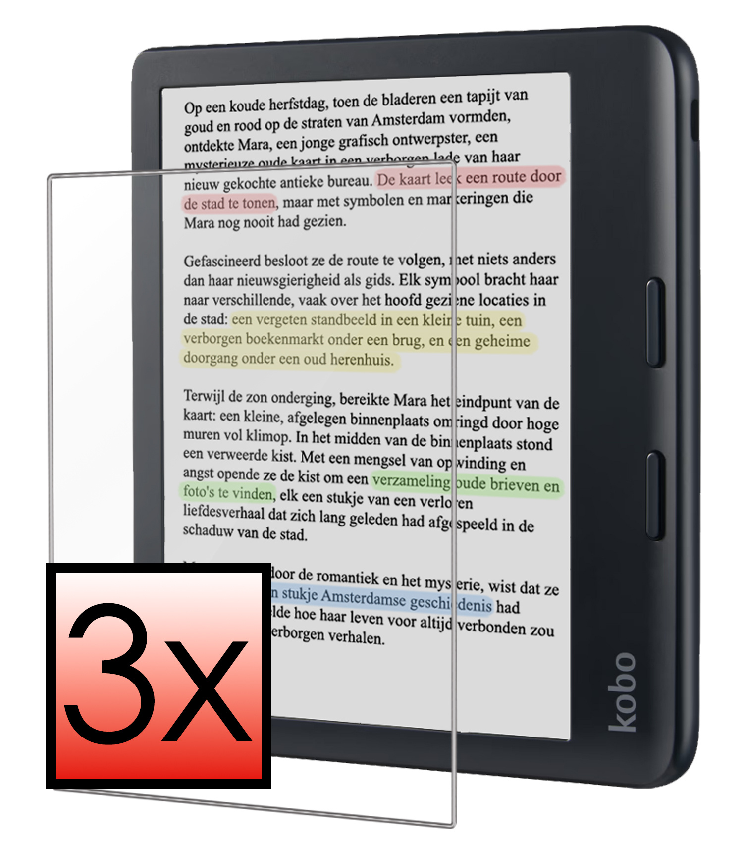 NoXx Screenprotector Geschikt voor Kobo Libra Colour Screenprotector Bescherm Glas Tempered Glass Screen Protector - 3x