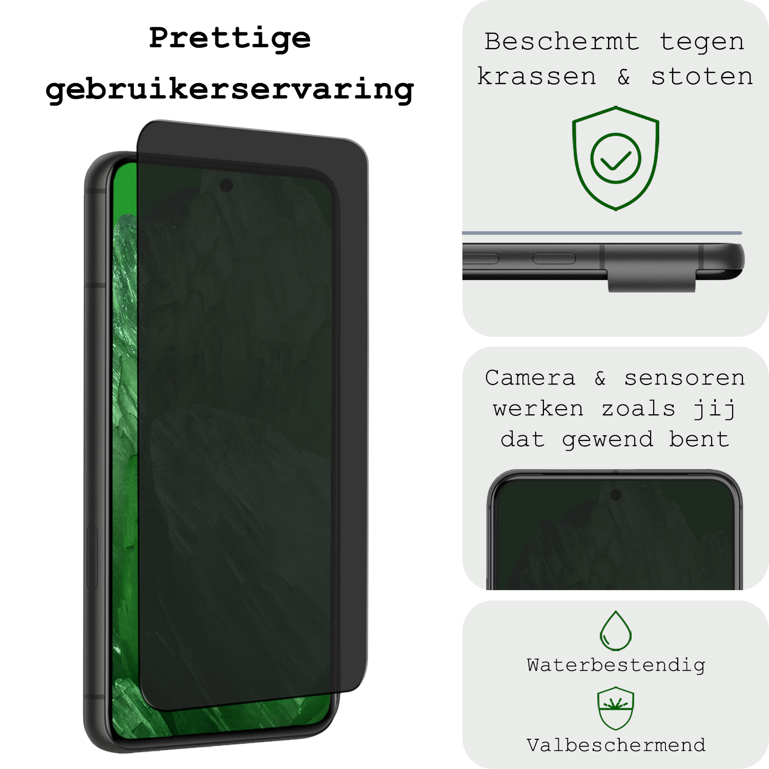 BASEY. Screenprotector Geschikt voor Google Pixel 8a Screenprotector Privacy Beschermglas - Screenprotector Geschikt voor Google Pixel 8a Screen Protector Full Screen Privacy