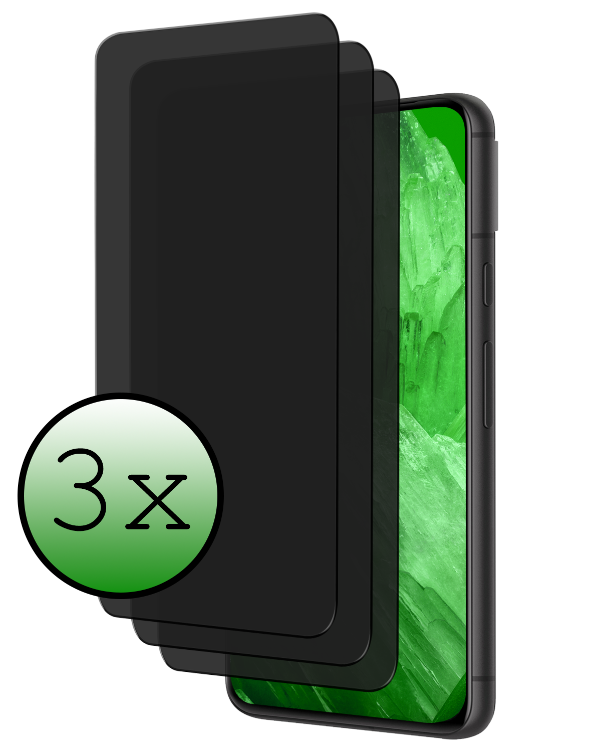 BASEY. Screenprotector Geschikt voor Google Pixel 8a Screenprotector Privacy Beschermglas - Screenprotector Geschikt voor Google Pixel 8a Screen Protector Full Screen Privacy - 3 Stuks