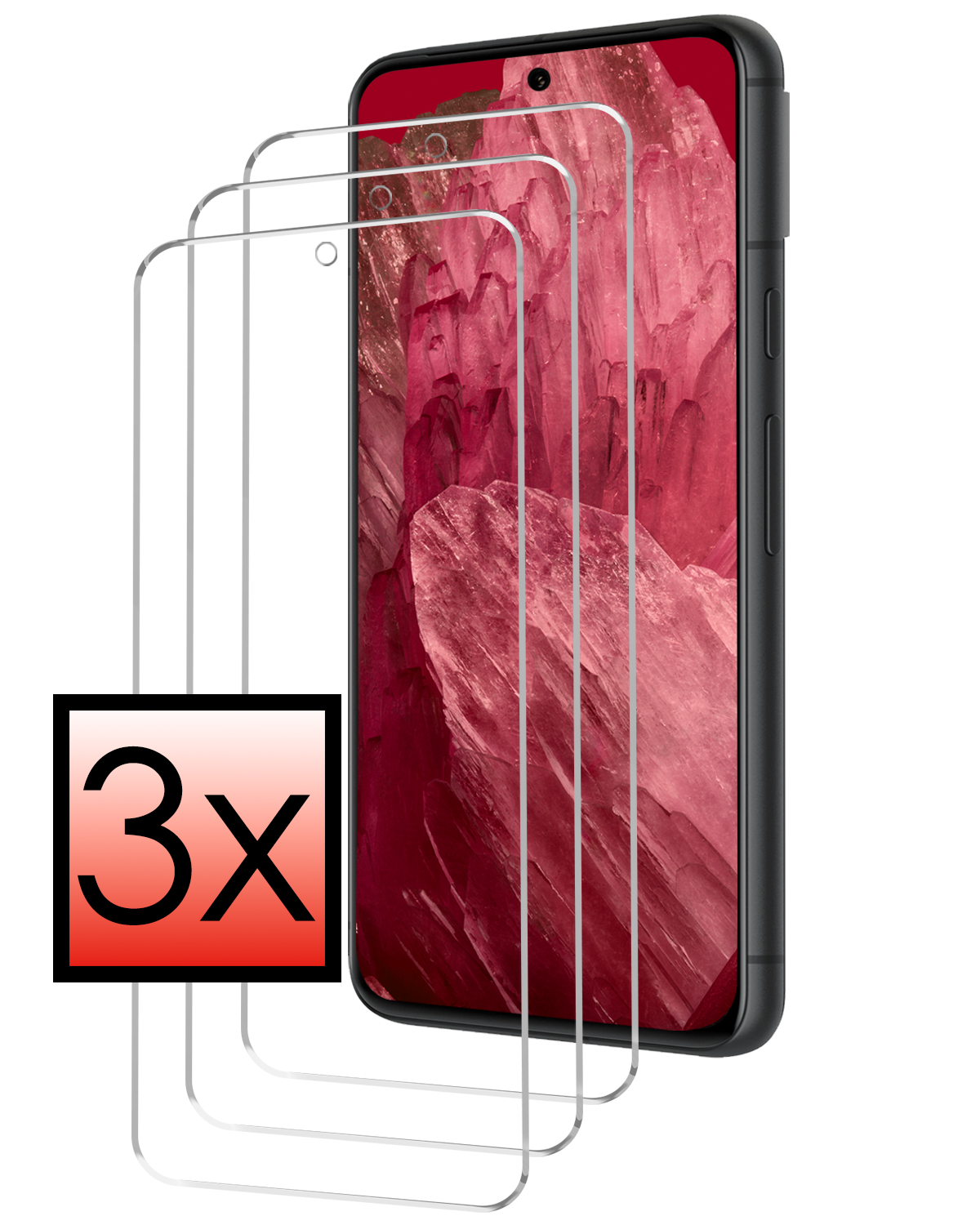 NoXx Screenprotector Geschikt voor Google Pixel 8a Screenprotector Tempered Glass Gehard Glas Beschermglas - 3x
