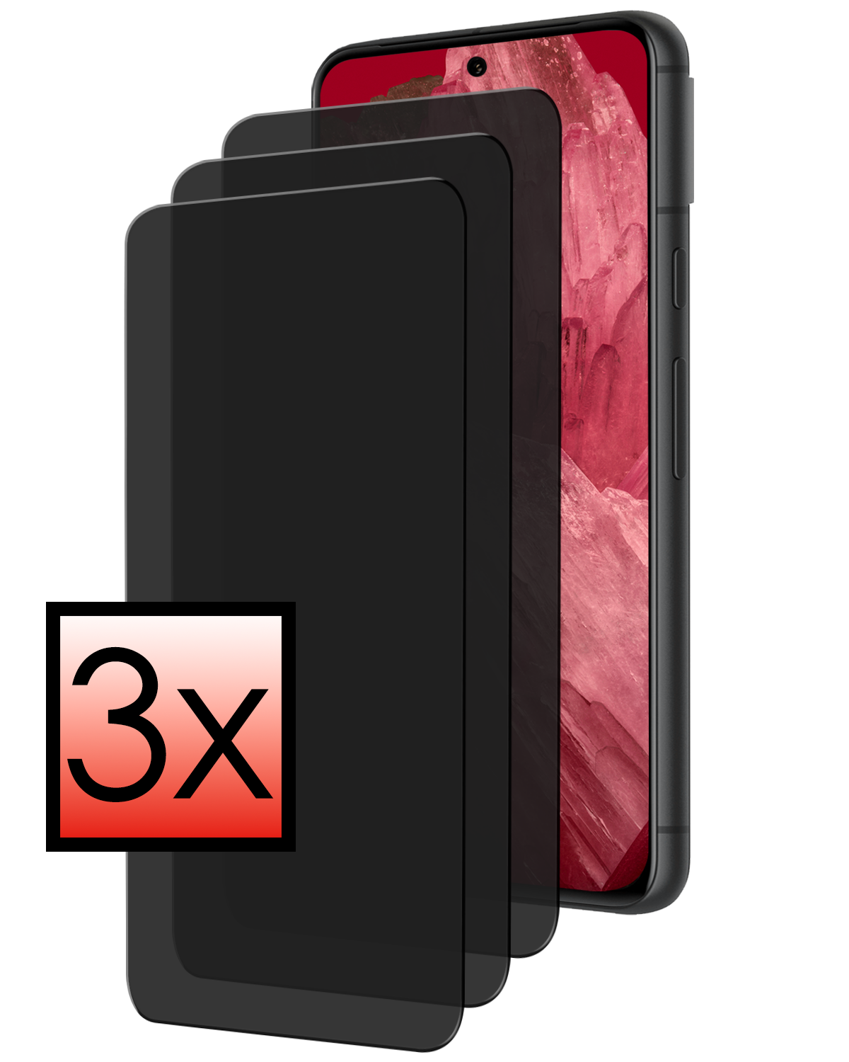 NoXx Screenprotector Geschikt voor Google Pixel 8a Screenprotector Privacy Tempered Glass Gehard Glas Display Cover - 3x