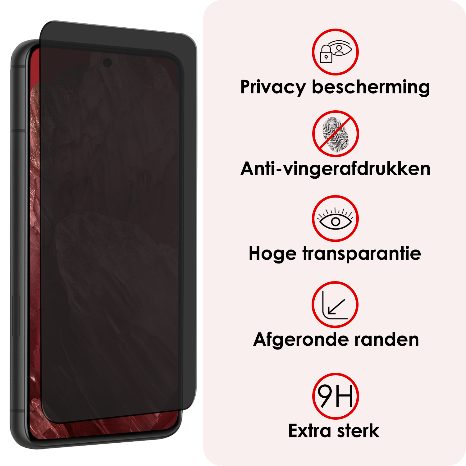 NoXx Screenprotector Geschikt voor Google Pixel 8a Screenprotector Privacy Tempered Glass Gehard Glas Display Cover - 3x