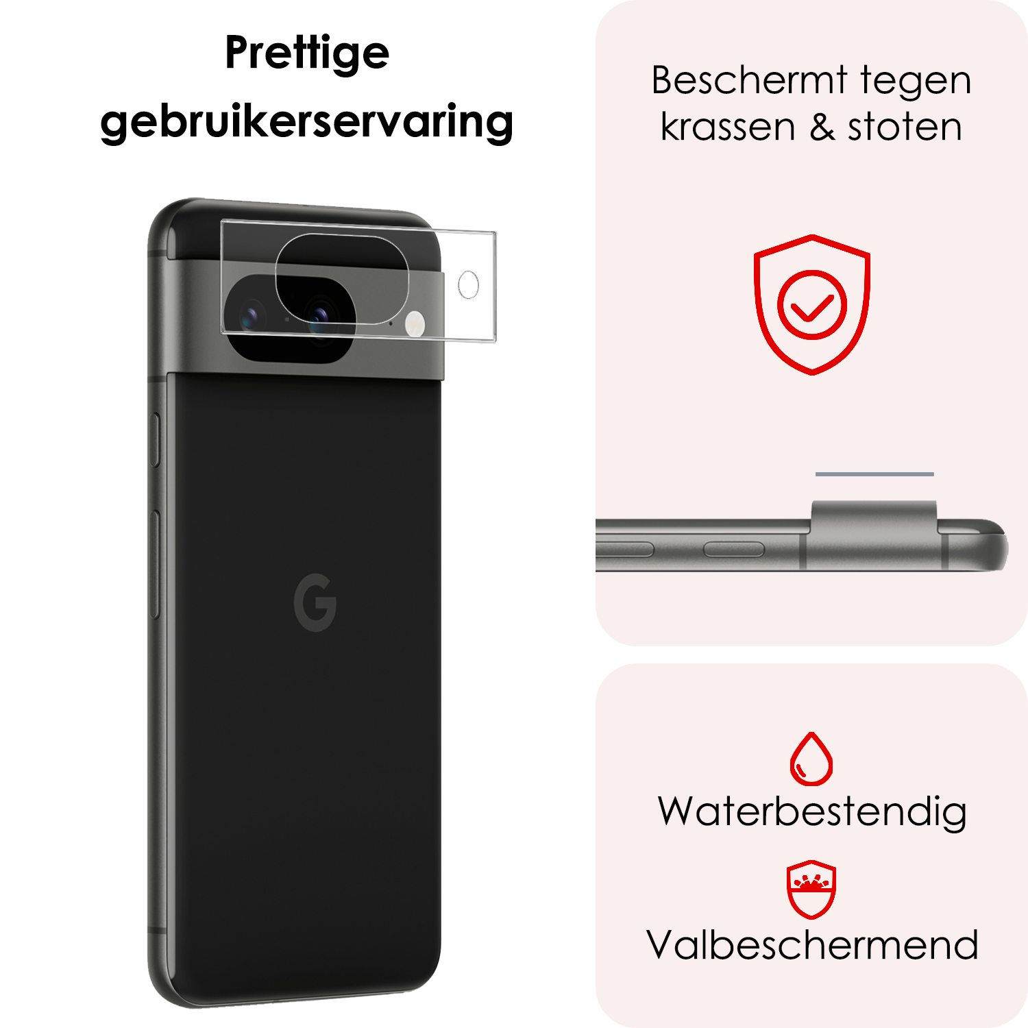 NoXx Screenprotector Geschikt voor Google Pixel 8a Camera Screenprotector Gehard Glas - Screenprotector Geschikt voor Google Pixel 8a Screenprotector Camera Tempered Glass - 3x