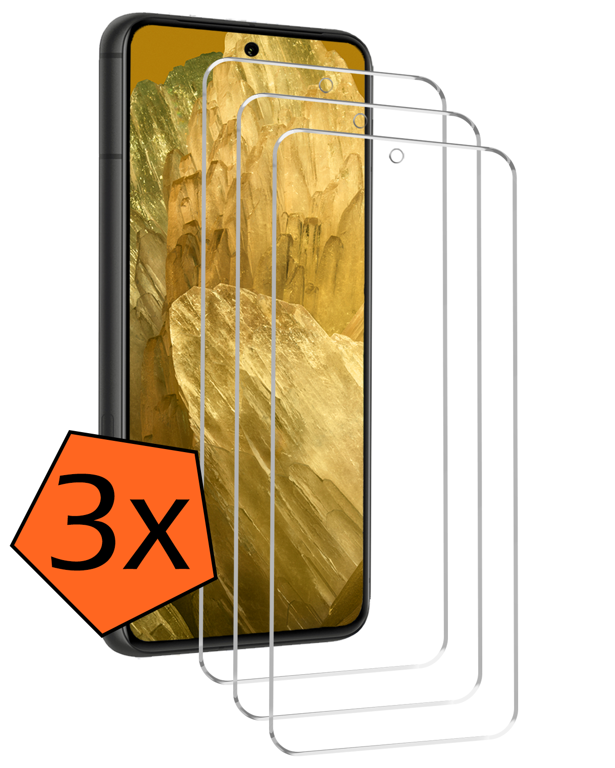 Nomfy Screenprotector Geschikt voor Google Pixel 8a Screenprotector Bescherm Glas Tempered Glass - Screenprotector Geschikt voor Google Pixel 8a Screen Protector - 3 PACK