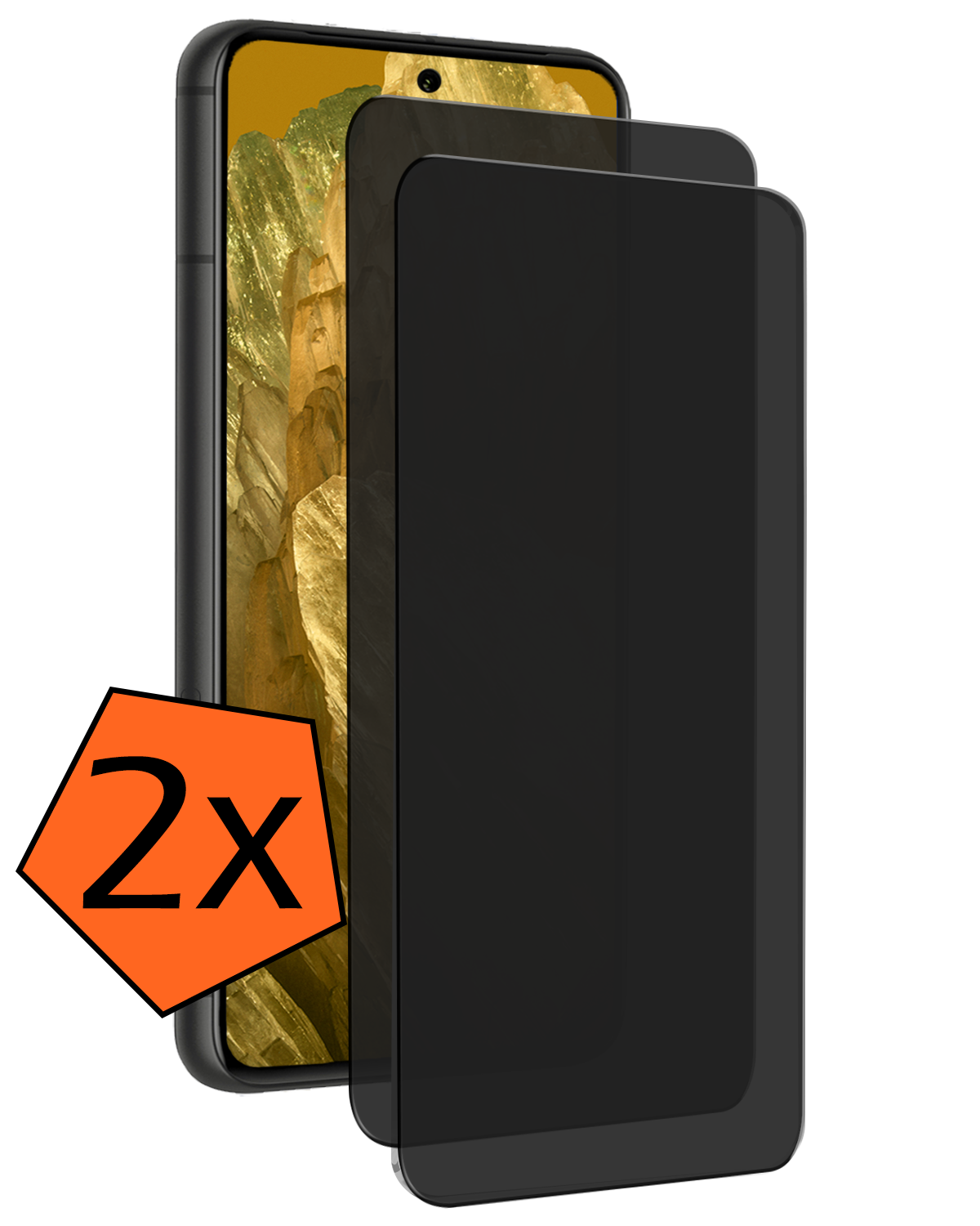 Nomfy Screenprotector Geschikt voor Google Pixel 8a Screenprotector Privacy Bescherm Glas - Screenprotector Geschikt voor Google Pixel 8a Privacy Screenprotector Tempered Glass - 2 PACK