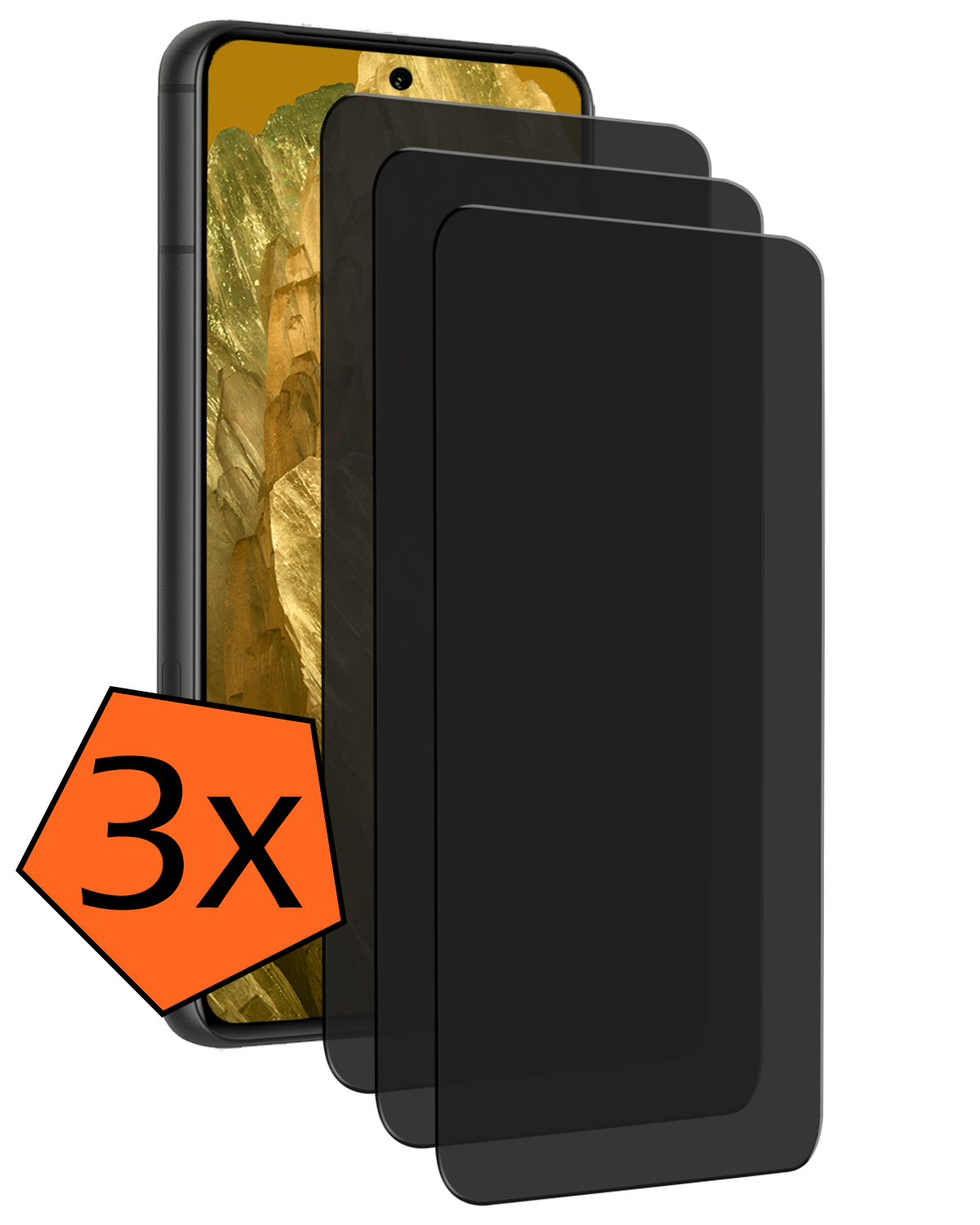 Nomfy Screenprotector Geschikt voor Google Pixel 8a Screenprotector Privacy Bescherm Glas - Screenprotector Geschikt voor Google Pixel 8a Privacy Screenprotector Tempered Glass - 3 PACK