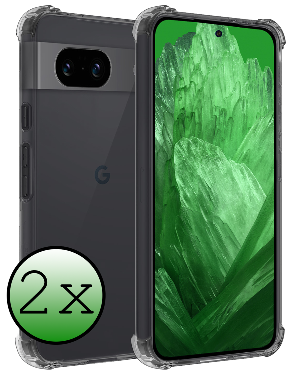 BASEY. Hoes Geschikt voor Google Pixel 8a Hoesje Shock Proof Case Hoes Siliconen - Hoesje Geschikt voor Google Pixel 8a Hoes Cover Shockproof - Transparant - 2 Stuks