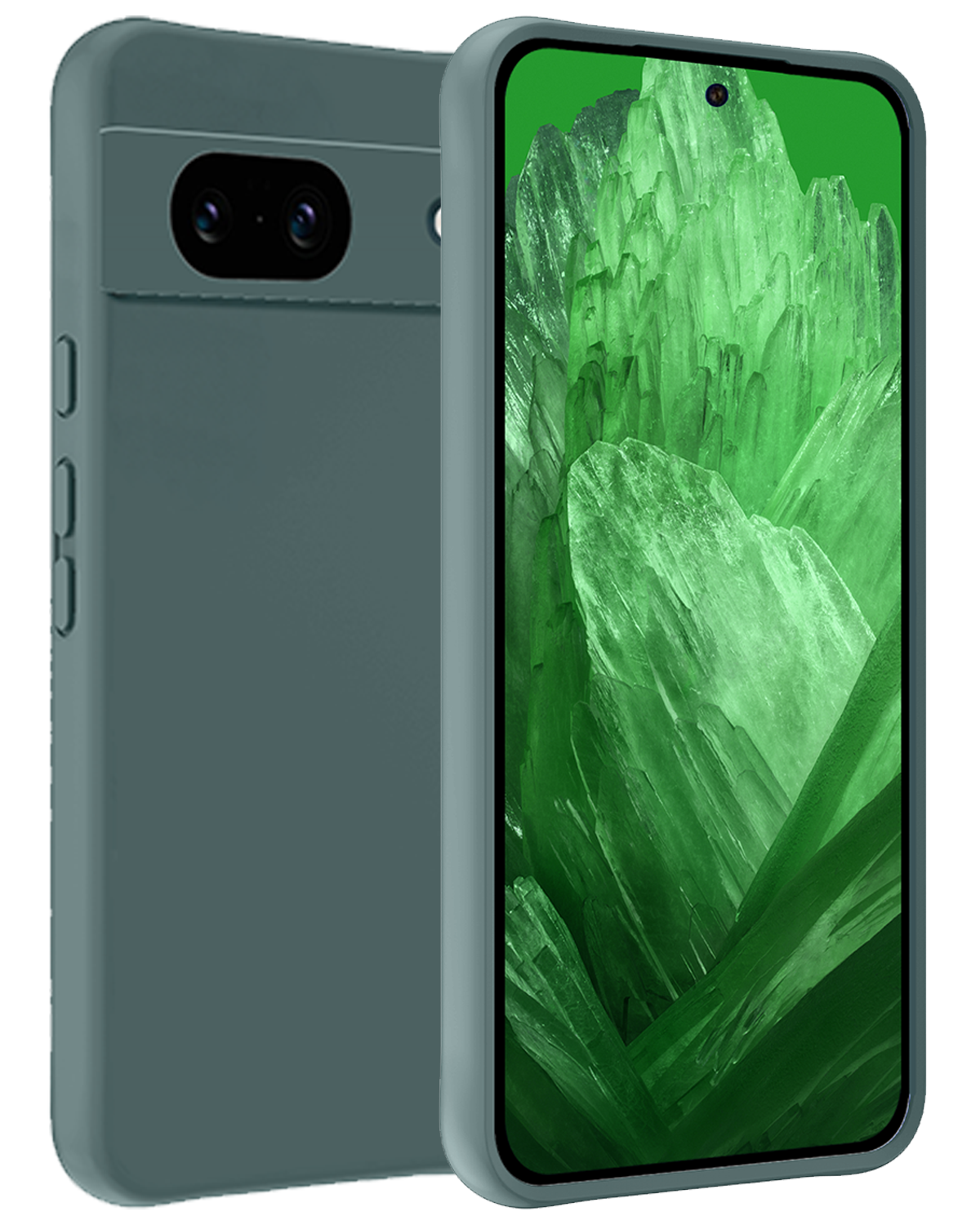 BASEY. Hoes Geschikt voor Google Pixel 8a Hoesje Siliconen Back Cover Case - Hoesje Geschikt voor Google Pixel 8a Hoes Cover Hoesje - Donkergroen