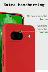 BASEY. Hoes Geschikt voor Google Pixel 8a Hoesje Siliconen Back Cover Case - Hoesje Geschikt voor Google Pixel 8a Hoes Cover Hoesje - Rood