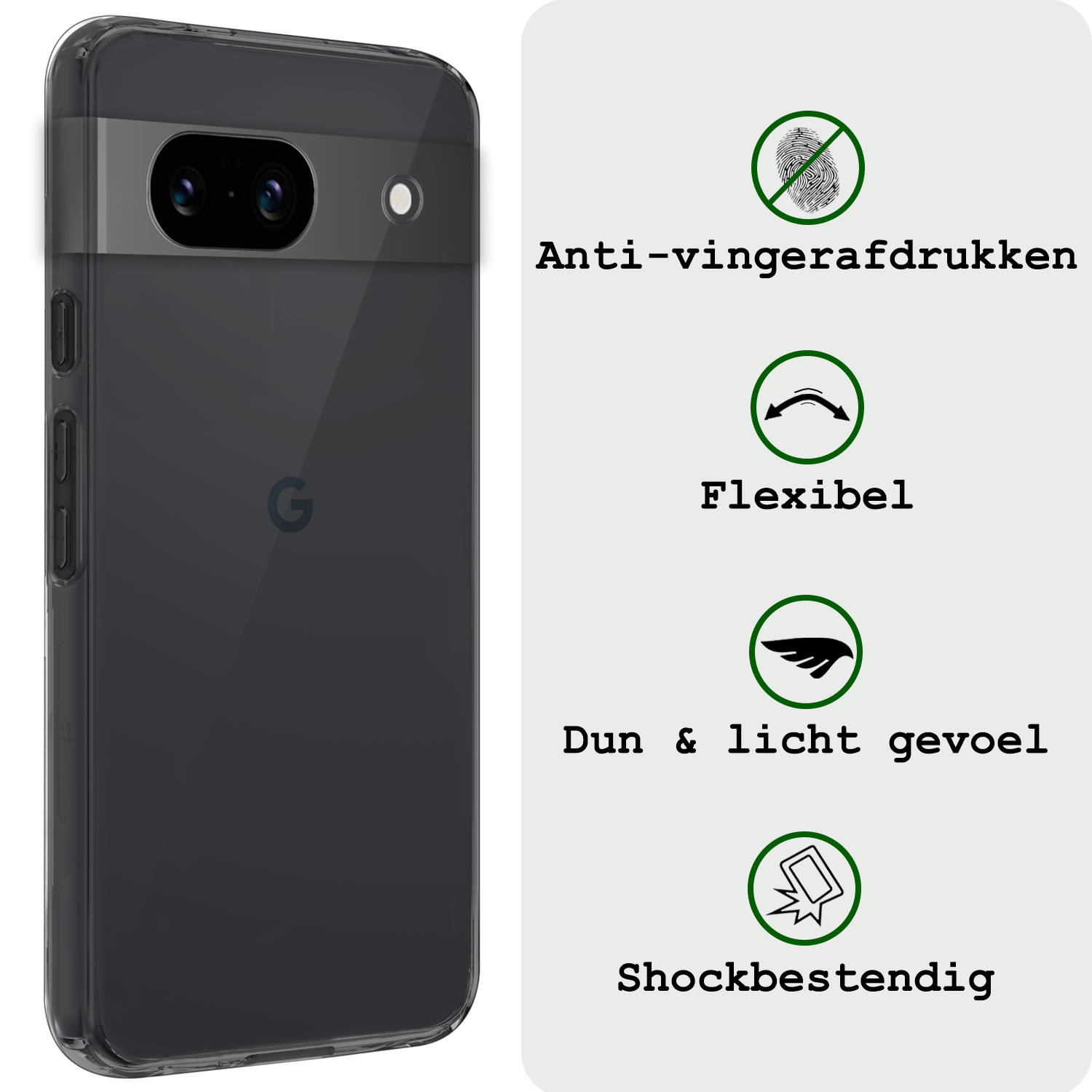 BASEY. Hoes Geschikt voor Google Pixel 8a Hoesje Siliconen Back Cover Case - Hoesje Geschikt voor Google Pixel 8a Hoes Cover Hoesje - Transparant